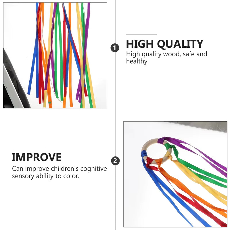 Montessori Ribbon Ring Hand Kite - Sensory Colour Recognition Toy