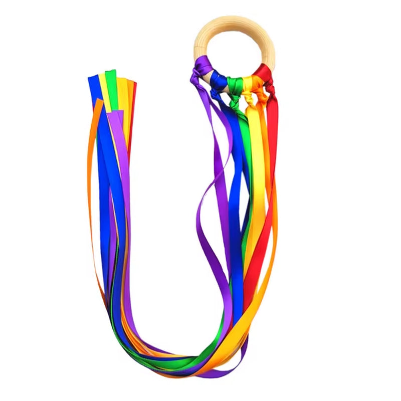 Montessori Ribbon Ring Hand Kite - Sensory Colour Recognition Toy