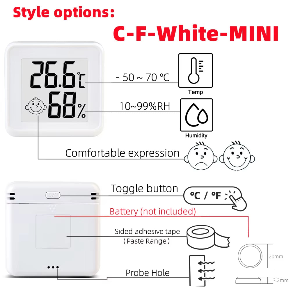 Mini LCD Digital Thermometer Hygrometer Indoor Room Temperature Humidity Meter Sensor Gauge Weather Station