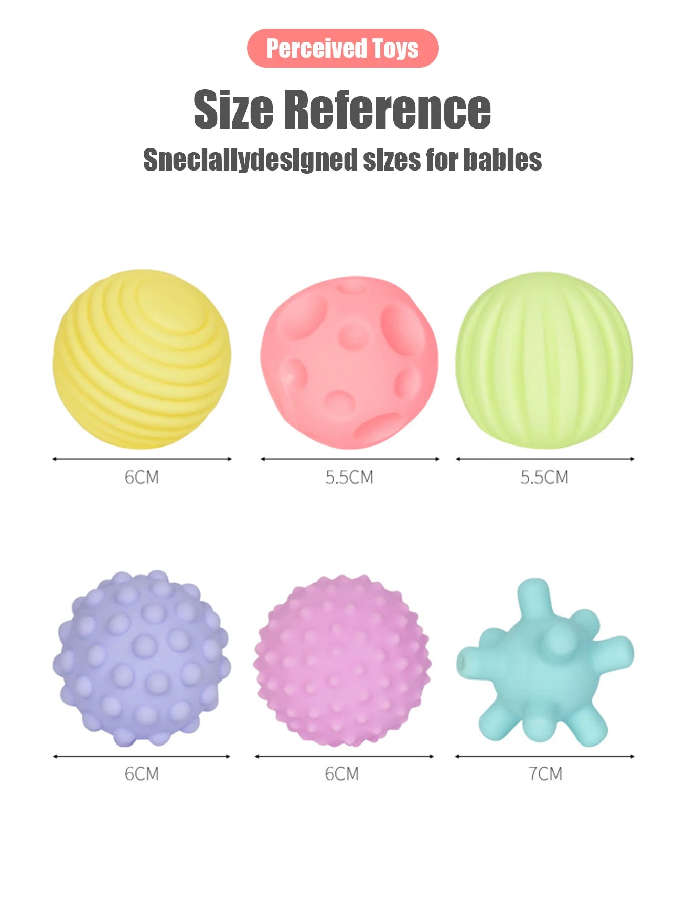6Pcs Textured Sensory Balls Set - Baby Tactile Development Toy