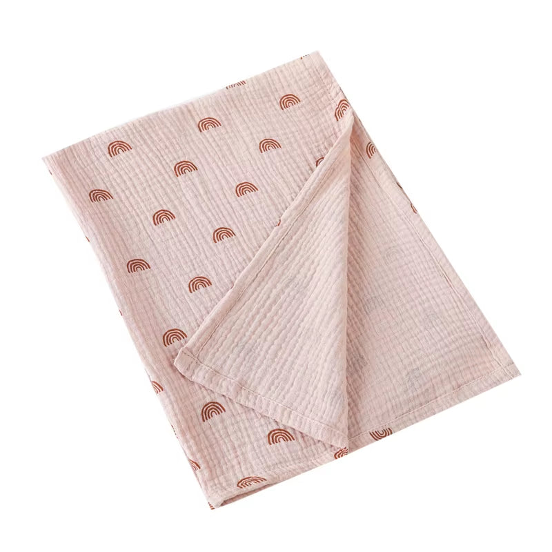 Cotton Swaddle Blanket Baby Blanket Floral Print Muslin Diaper Swaddle New Born Crinkle Fabric Stroller Cover