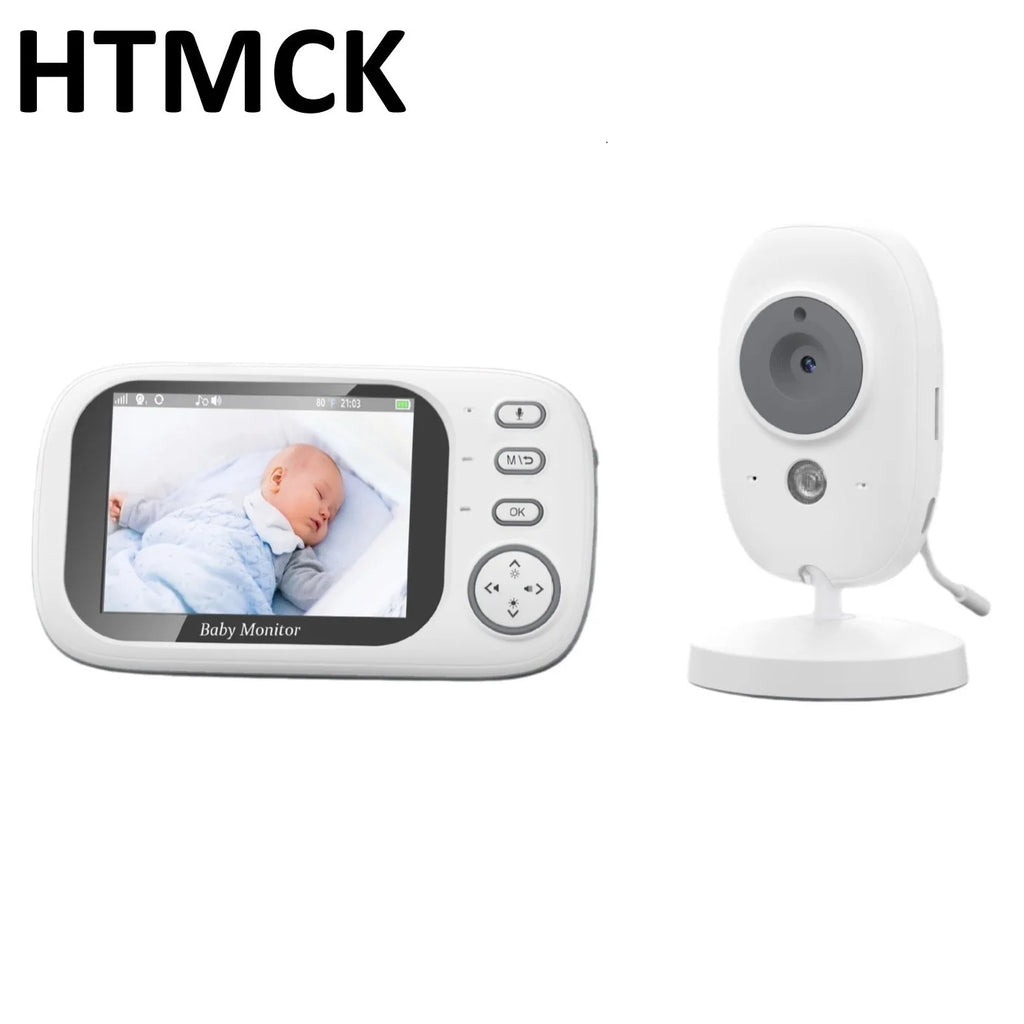 HTMCK 3.5 Inch Baby Monitor with Camera LCD Screen Wireless Electronic Babysitter 2-Way Audio Video Nanny Radio for Child Safety