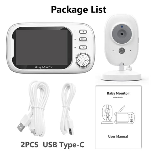 HTMCK 3.5 Inch Baby Monitor with Camera LCD Screen Wireless Electronic Babysitter 2-Way Audio Video Nanny Radio for Child Safety