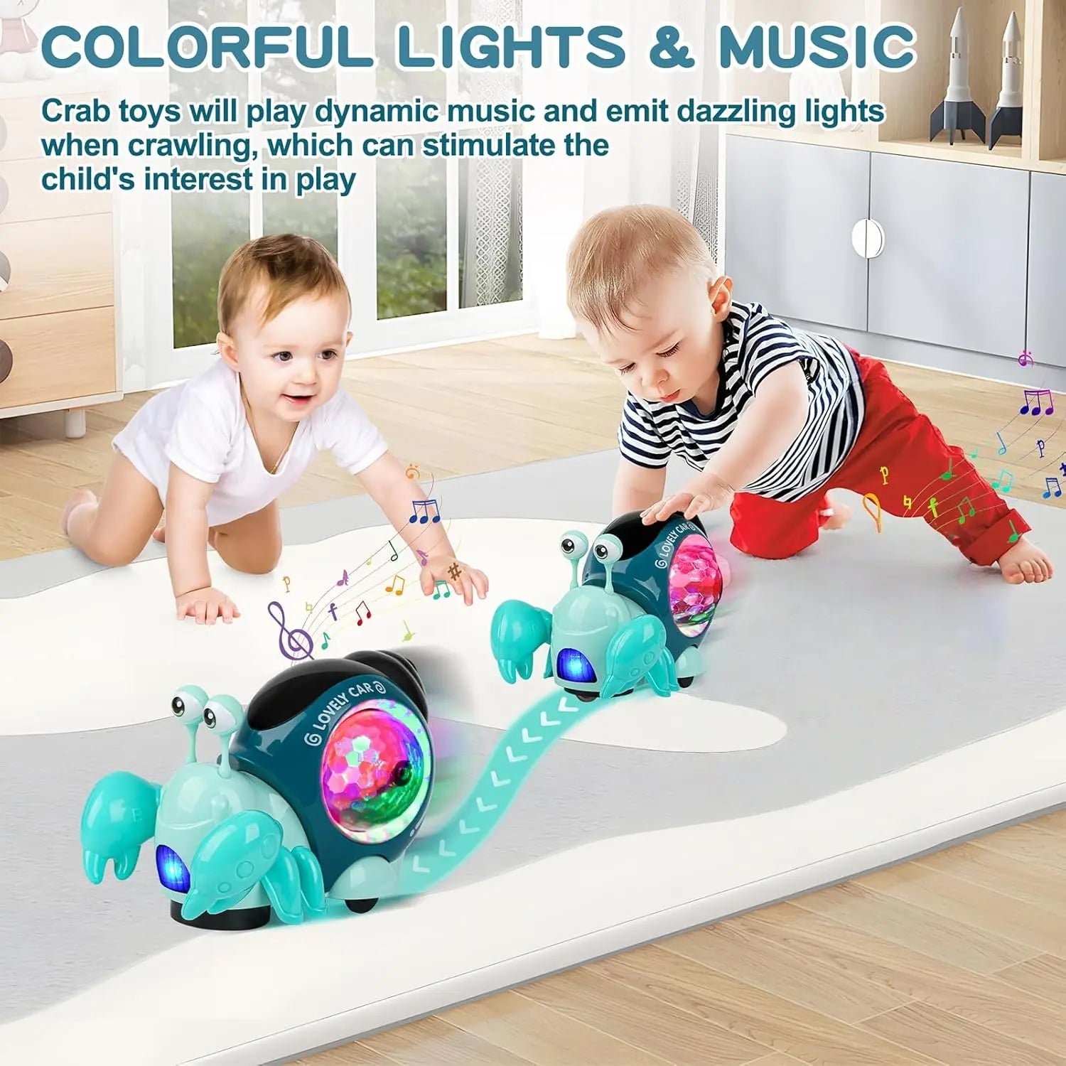 Crab Toy with Music and for Toddlers 3-5, Cute  Baby Boys Stuff