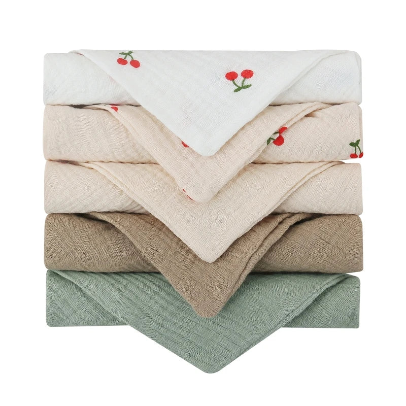 5Pcs/Set Square Cotton Baby Face Towel Handkerchief Soft Absorbent Gauze Baby Towel Kids Feeding Bibs Burp Cloths Washcloth
