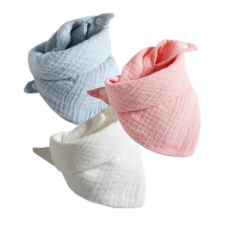 3Pcs/Lot Baby Muslin Bibs Soft Cotton Solid Color Bibs Saliva Towel Boys Girls Feeding Apron Bandana Drool Stuff Bibs