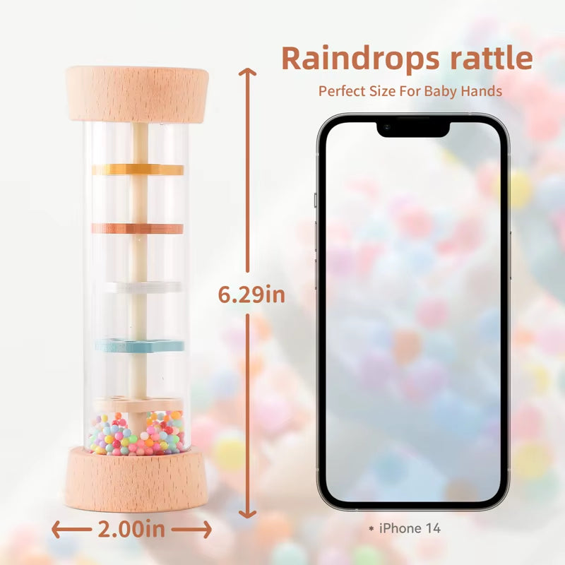 Montessori Wooden Rain Stick Rattle - Baby Sensory Music Toy