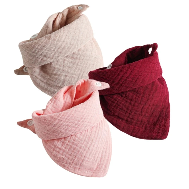 3Pcs/Lot Baby Muslin Bibs Soft Cotton Solid Color Bibs Saliva Towel Boys Girls Feeding Apron Bandana Drool Stuff Bibs