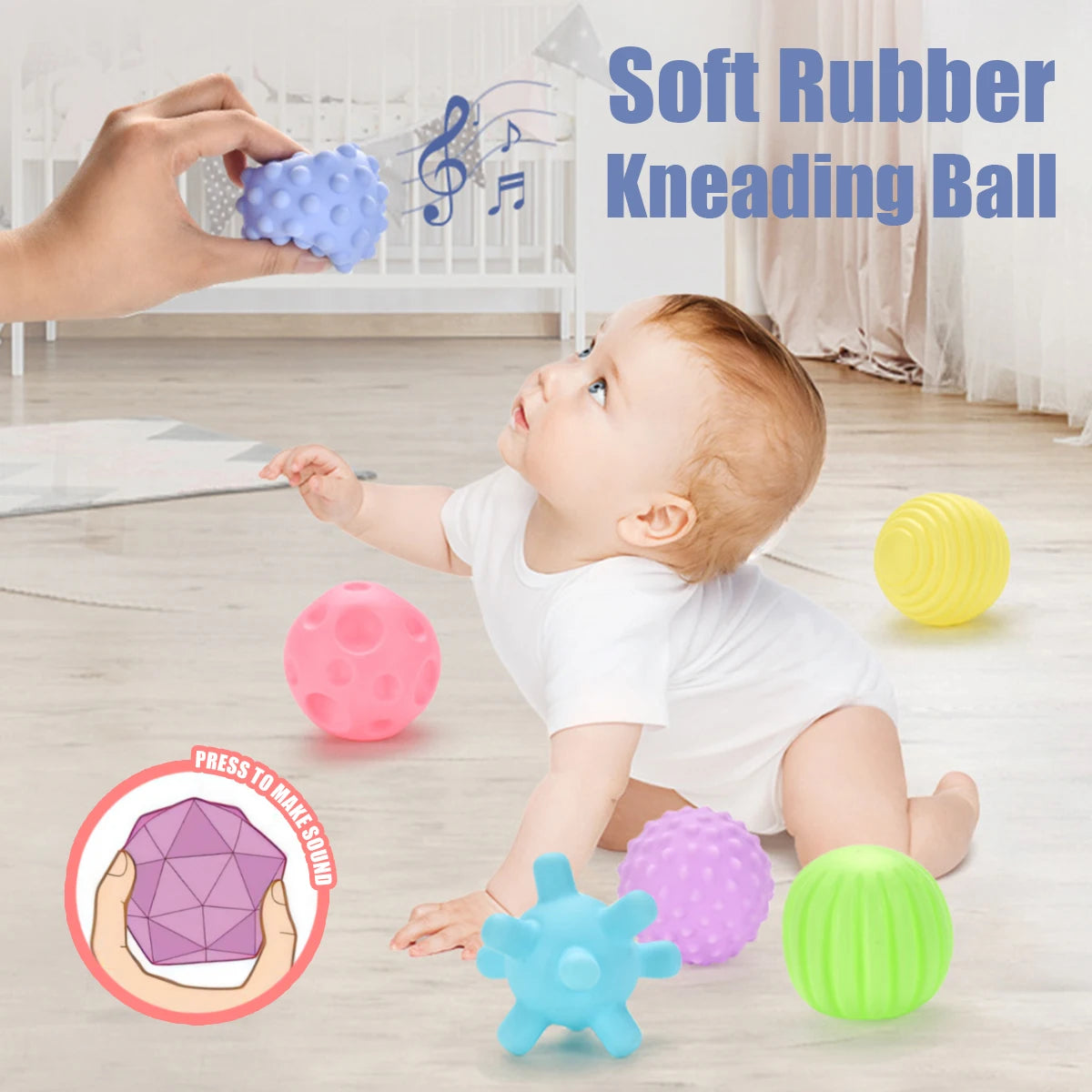 6Pcs Textured Sensory Balls Set - Baby Tactile Development Toy