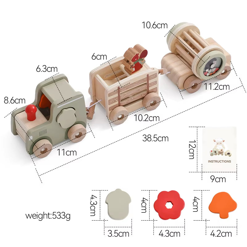 Wooden Train Birthday Toy Montessori Toys Baby Educational Toys Wooden Trolley Baby Learning Toys Number of Wood Baby'S Toys
