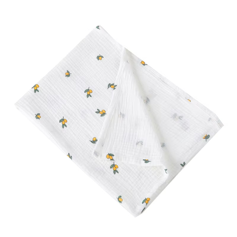 Cotton Swaddle Blanket Baby Blanket Floral Print Muslin Diaper Swaddle New Born Crinkle Fabric Stroller Cover
