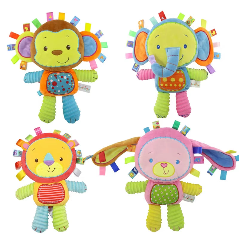 Baby Tags Stuffed Animal Soft Toy Lovey Elephant Plush Bell Toy Built-In Rattles Sensory Toy for Newborn Toddler Infant Gifts