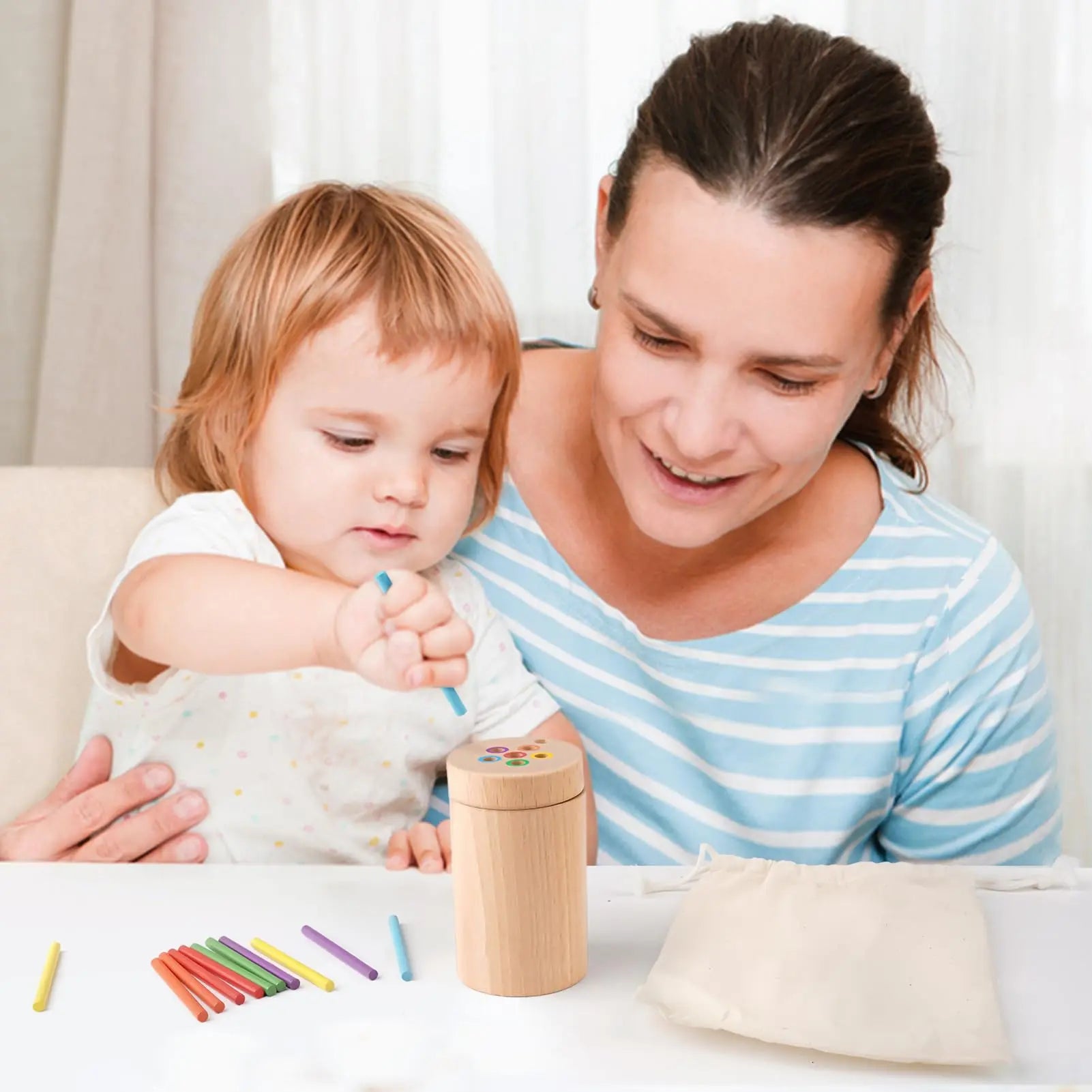Joyreal Montessori Wooden Learning Color Sorting Toys for Toddlers - Sensory Matching Games for Fine Motor Development in Infants Aged 2 Years