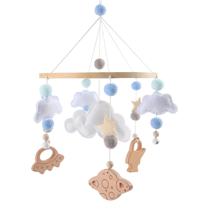 Baby Bed Bell Wood Mobile Toddler Rattles Toys Crib Bell Rattles Boho Style Kids Musical Toys 0-12 Months for Baby Newborn Gifts