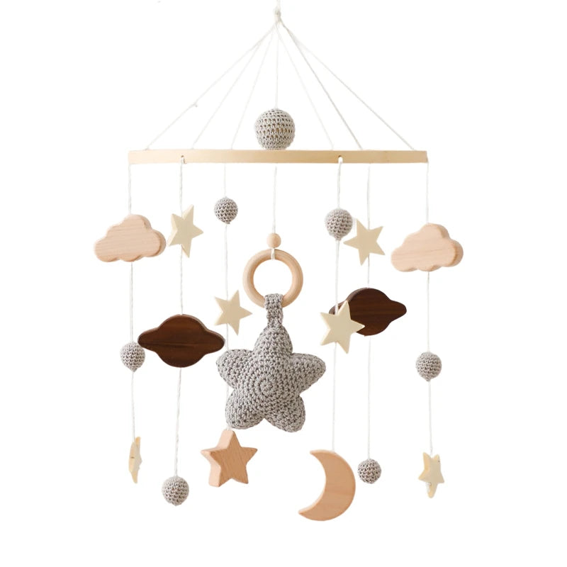 Baby Bed Bell Wood Mobile Toddler Rattles Toys Crib Bell Rattles Boho Style Kids Musical Toys 0-12 Months for Baby Newborn Gifts