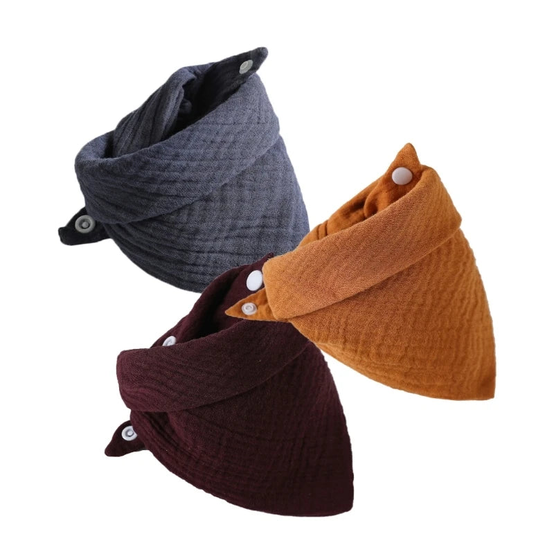 3Pcs/Lot Baby Muslin Bibs Soft Cotton Solid Color Bibs Saliva Towel Boys Girls Feeding Apron Bandana Drool Stuff Bibs