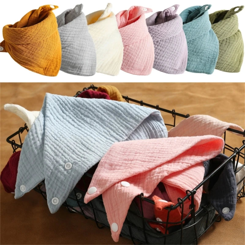 3Pcs/Lot Baby Muslin Bibs Soft Cotton Solid Color Bibs Saliva Towel Boys Girls Feeding Apron Bandana Drool Stuff Bibs