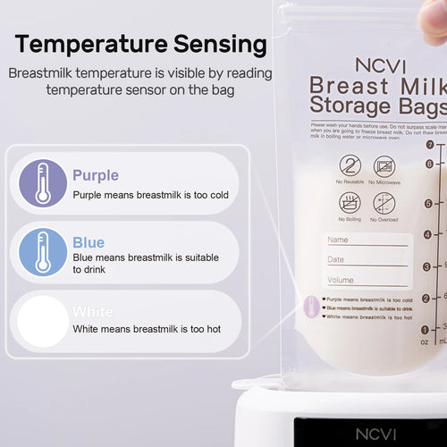 Breastmilk Storage Bags, 200Ml Milk Freezer Bags for Breastfeeding,Preservation Bag, Temp-Sensing,Doubled-Sealed,Bpa Free
