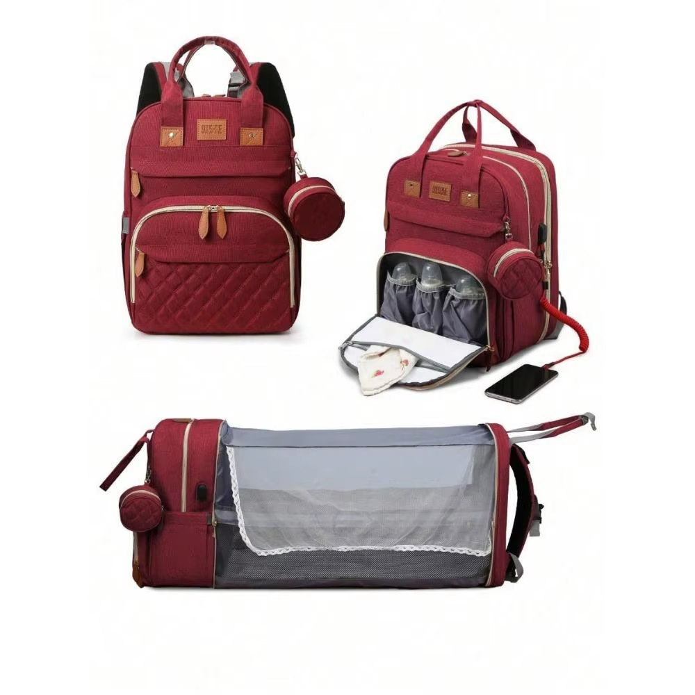 3-in-1 Diaper Bag Backpack with Portable Changing Bed