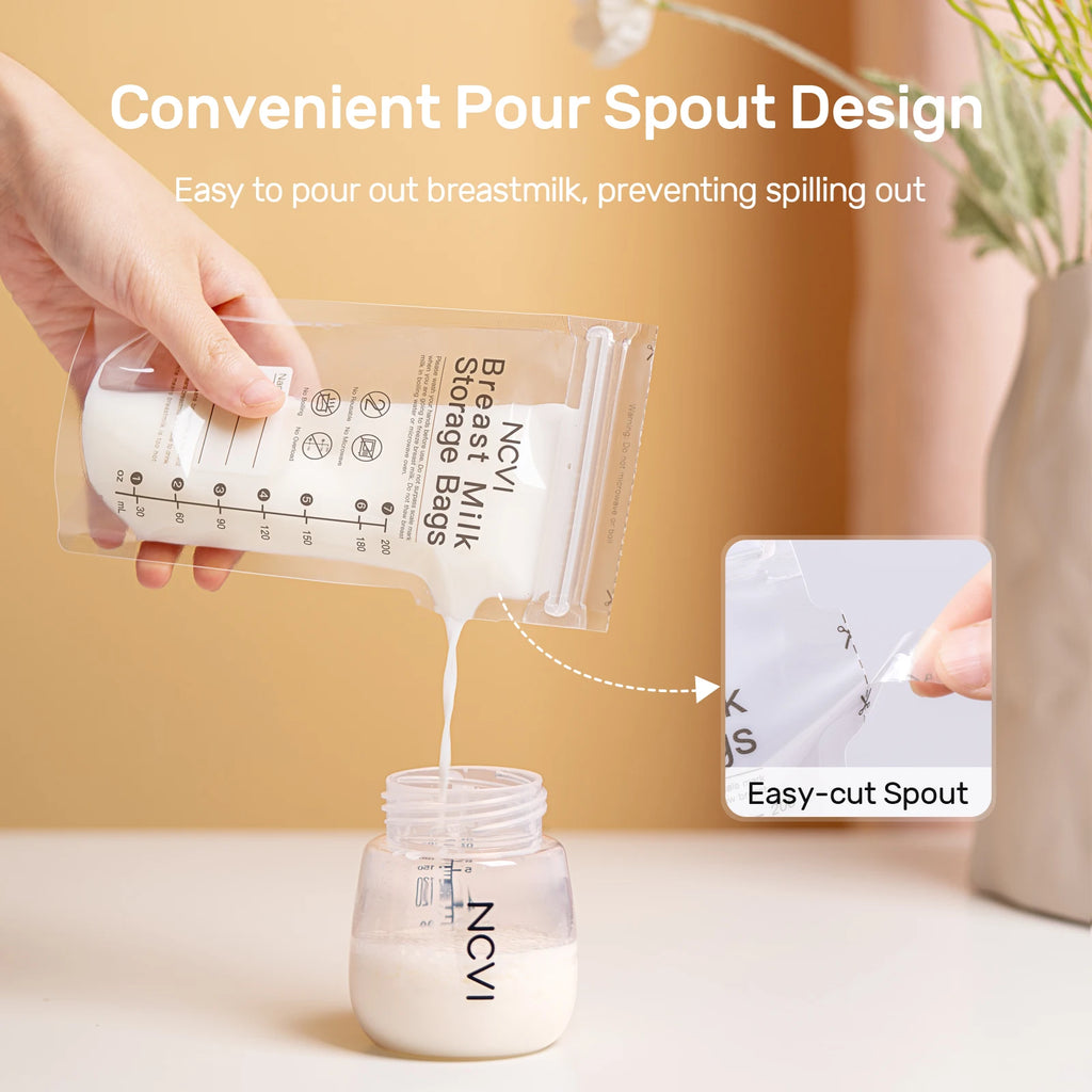 Breastmilk Storage Bags, 200Ml Milk Freezer Bags for Breastfeeding,Preservation Bag, Temp-Sensing,Doubled-Sealed,Bpa Free