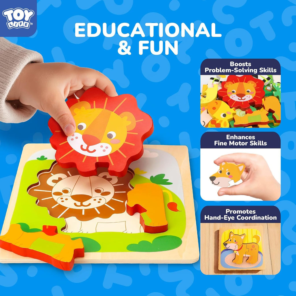 Wooden Puzzles for Toddlers 2-4, Montessori Toys for 1 2 3 Year Old Boys Girls, Animals Puzzles Educational Learning Toys 2 Year Old, Toddler Birthday Gifts Toy for Baby Girl Boy 6M+