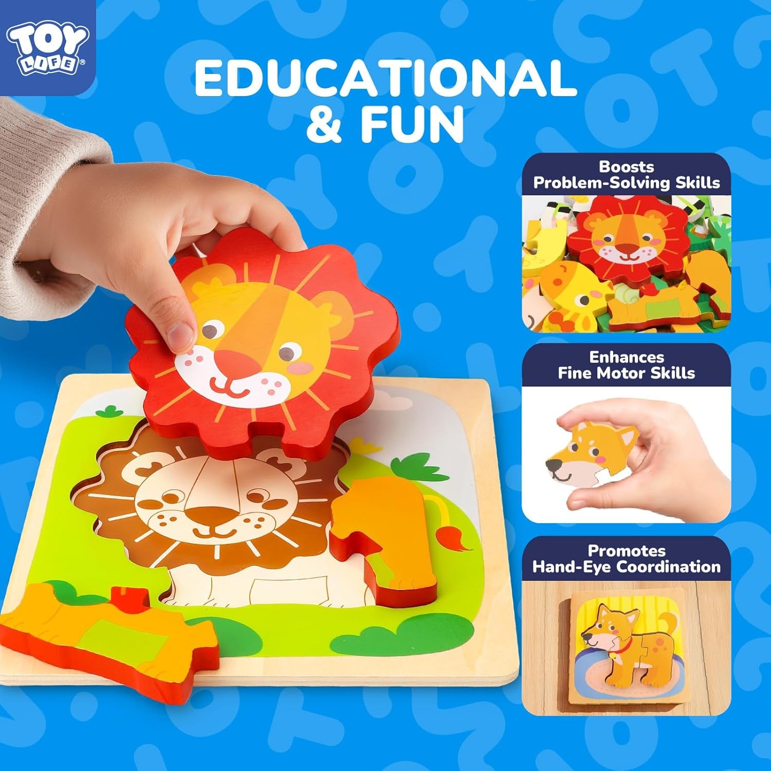 Wooden Puzzles for Toddlers 2-4, Montessori Toys for 1 2 3 Year Old Boys Girls, Animals Puzzles Educational Learning Toys 2 Year Old, Toddler Birthday Gifts Toy for Baby Girl Boy 6M+
