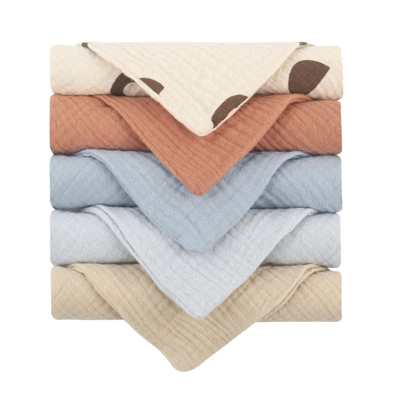 5Pcs/Set Square Cotton Baby Face Towel Handkerchief Soft Absorbent Gauze Baby Towel Kids Feeding Bibs Burp Cloths Washcloth