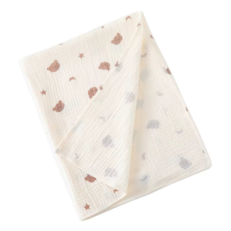 Cotton Swaddle Blanket Baby Blanket Floral Print Muslin Diaper Swaddle New Born Crinkle Fabric Stroller Cover
