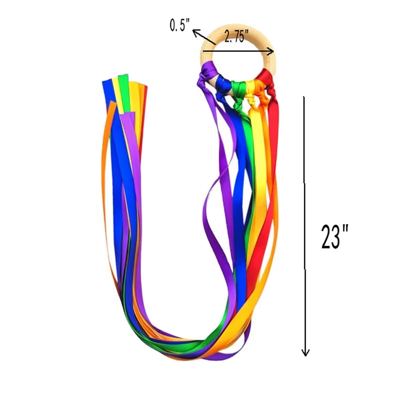 Montessori Ribbon Ring Hand Kite - Sensory Colour Recognition Toy