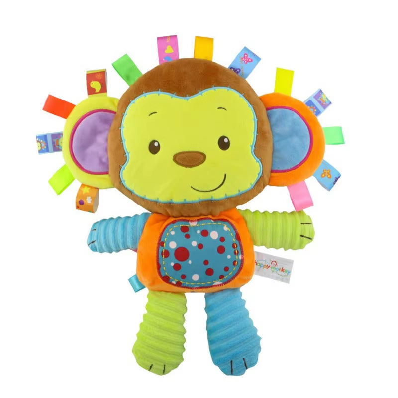 Baby Tags Stuffed Animal Soft Toy Lovey Elephant Plush Bell Toy Built-In Rattles Sensory Toy for Newborn Toddler Infant Gifts