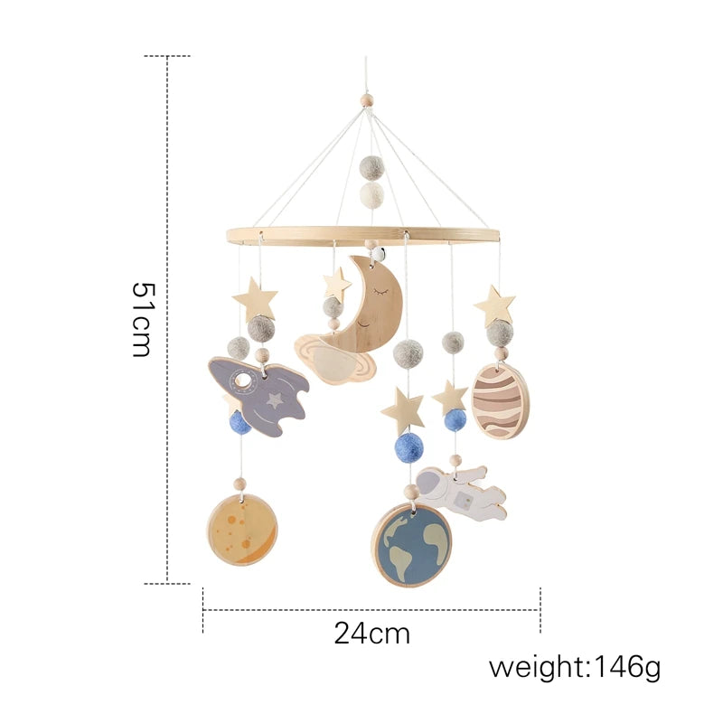 Baby Bed Bell Wood Mobile Toddler Rattles Toys Crib Bell Rattles Boho Style Kids Musical Toys 0-12 Months for Baby Newborn Gifts