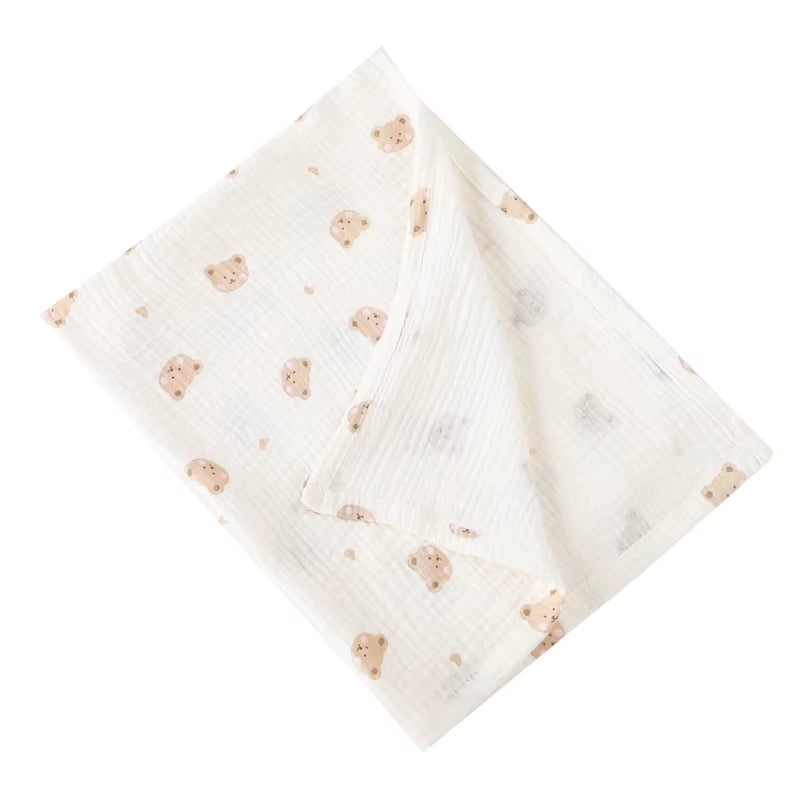 Cotton Swaddle Blanket Baby Blanket Floral Print Muslin Diaper Swaddle New Born Crinkle Fabric Stroller Cover
