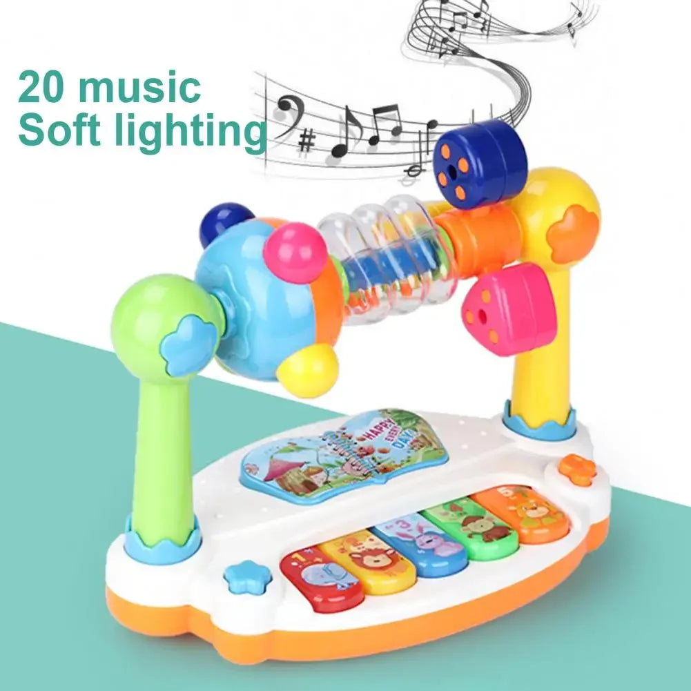Baby Piano Toys Kids Rotating Music Piano Keyboard with Light Sound, Musical Toys for Toddlers, Early Educational Music Toy