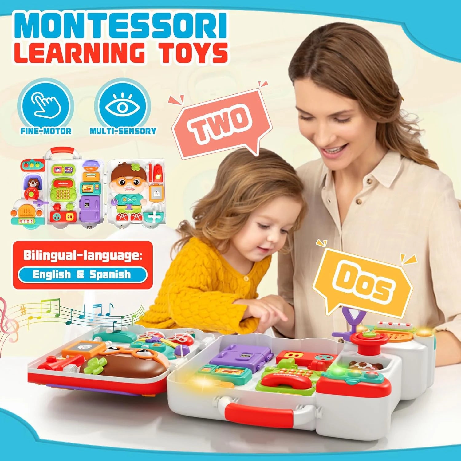 Busy Board Montessori Toys for Toddler Aged 2-3 Years, Educational Learning Toy ,Fine Motor Skills Developmental Birthday Gift
