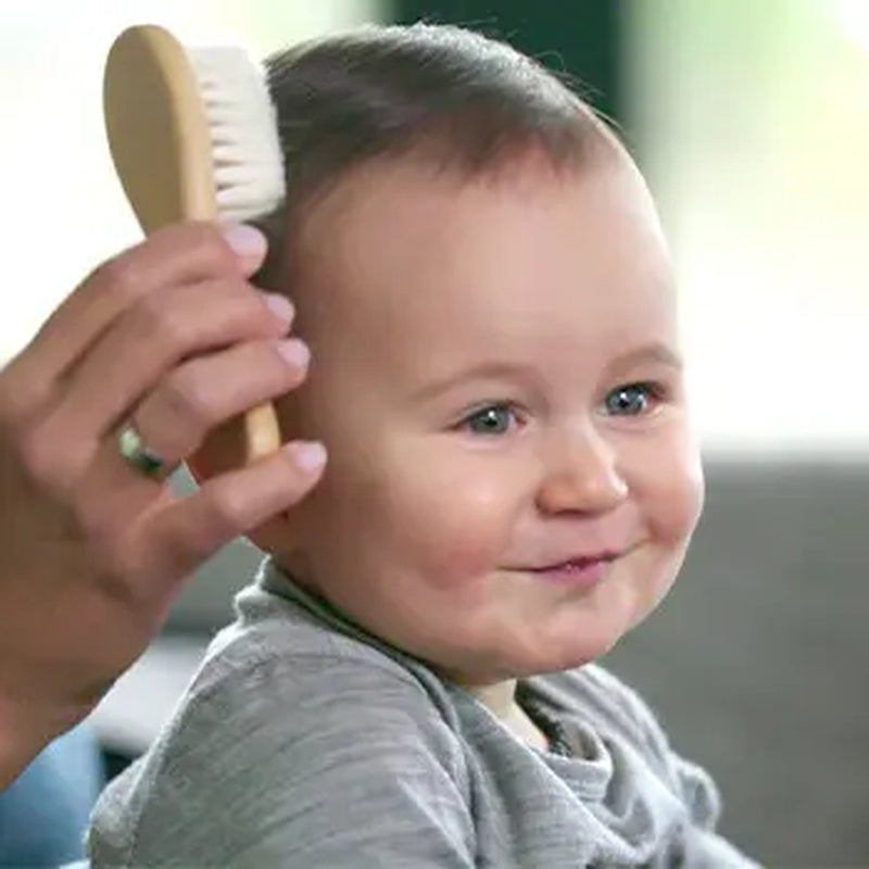 Haakaa Baby Hair Brush and Comb Set for Newborns and Toddlers - 2-Pack with Natural Soft Goat Bristles and Wooden Handle, Gentle Grooming for Cradle Cap, Ideal Gift for Babies