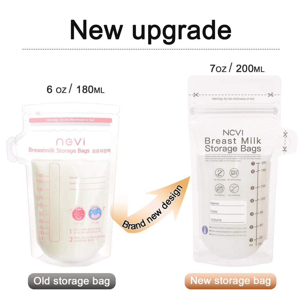 Breastmilk Storage Bags, 200Ml Milk Freezer Bags for Breastfeeding,Preservation Bag, Temp-Sensing,Doubled-Sealed,Bpa Free