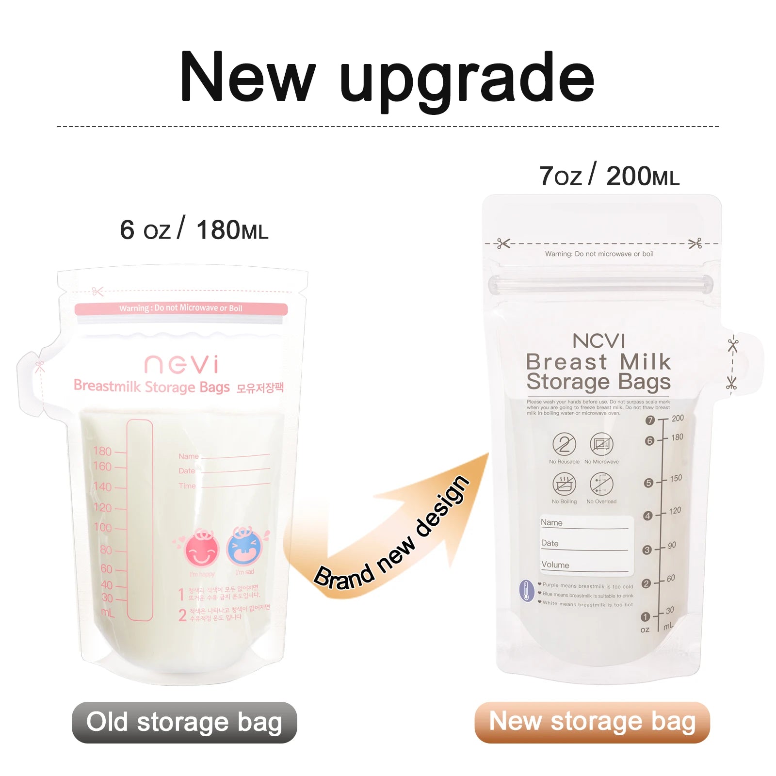 Breastmilk Storage Bags, 200Ml Milk Freezer Bags for Breastfeeding,Preservation Bag, Temp-Sensing,Doubled-Sealed,Bpa Free