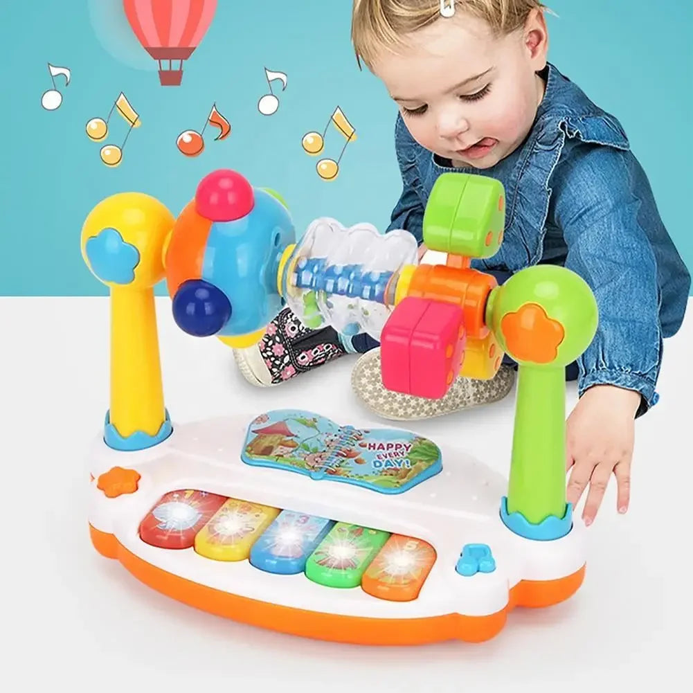 Baby Piano Toys Kids Rotating Music Piano Keyboard with Light Sound, Musical Toys for Toddlers, Early Educational Music Toy
