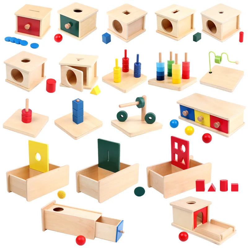 Toddler Wooden Sensorial Montessori Set Educational Toys Infant Toddlers Box Board Puzzles Teaching Wood Game and Toys Preschool