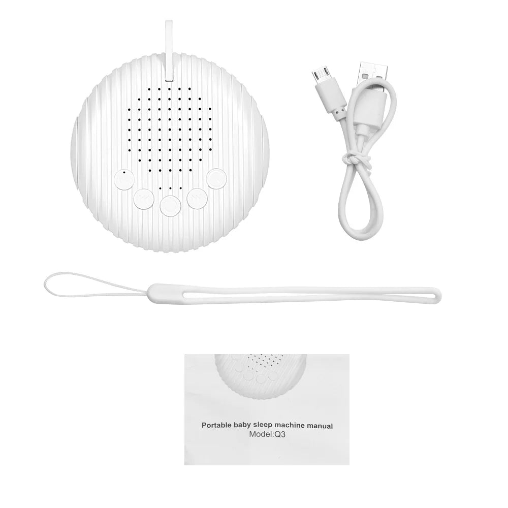 White Noise Sound Machine Portable Baby Sleep Machine 10 Soothing Sounds Volume Adjustable Built-In Rechargeable Battery USB
