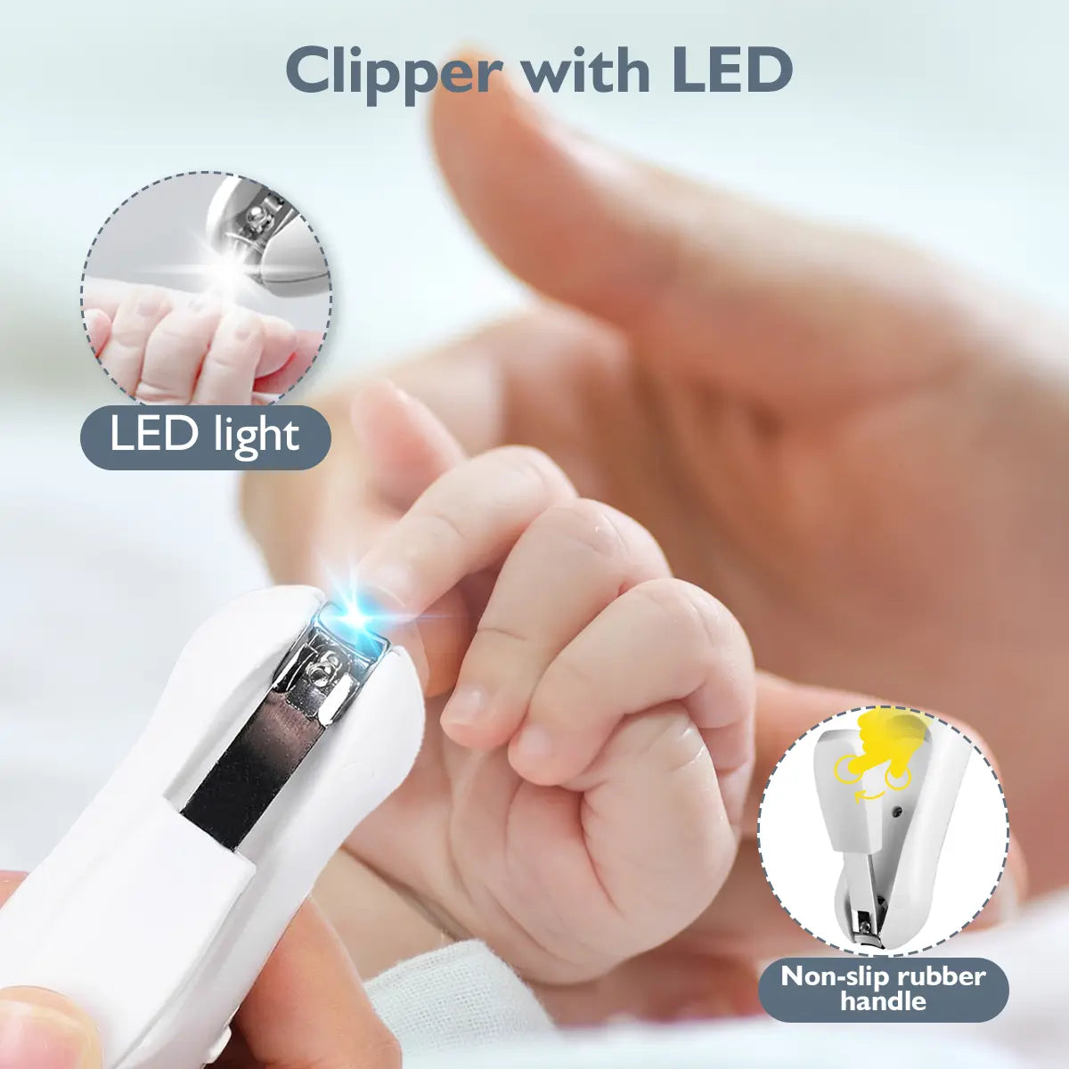 Mommed Baby Nail File Electric Nail Trimmer with LED Light