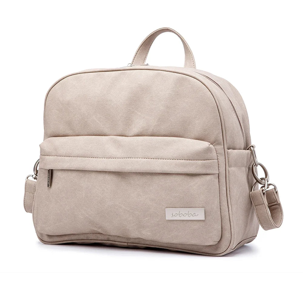 Soboba Solid Fashion Diaper Backpack for Baby Care Waterproof Multi-Function Nappy Changing Bag for Mother Stylish Diaper Bags