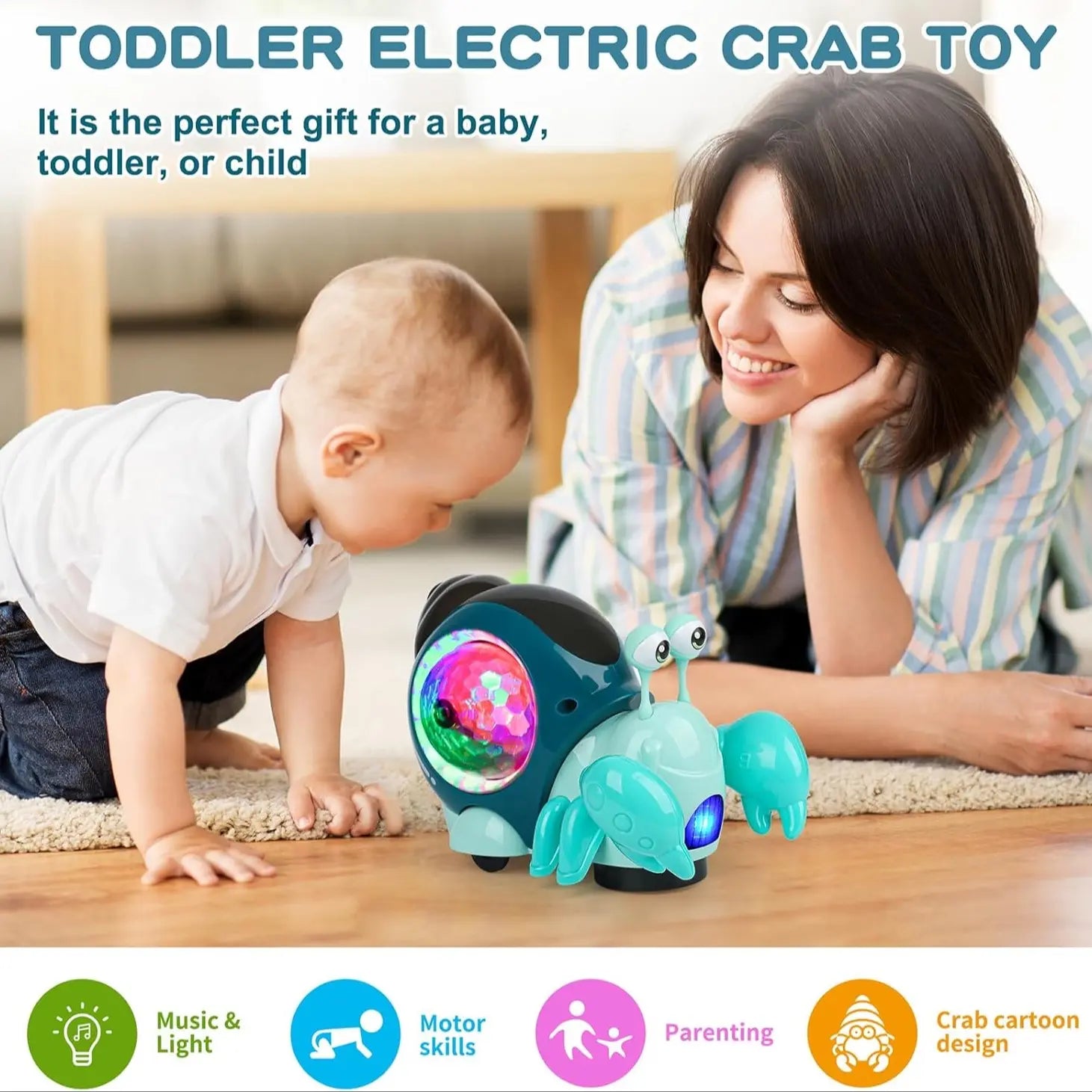 Crab Toy with Music and for Toddlers 3-5, Cute  Baby Boys Stuff
