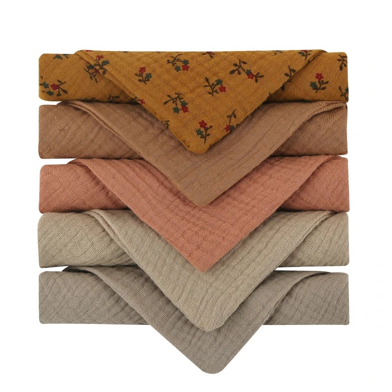 5Pcs/Set Square Cotton Baby Face Towel Handkerchief Soft Absorbent Gauze Baby Towel Kids Feeding Bibs Burp Cloths Washcloth