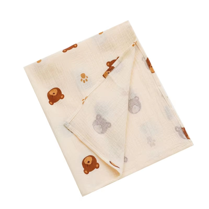Cotton Swaddle Blanket Baby Blanket Floral Print Muslin Diaper Swaddle New Born Crinkle Fabric Stroller Cover