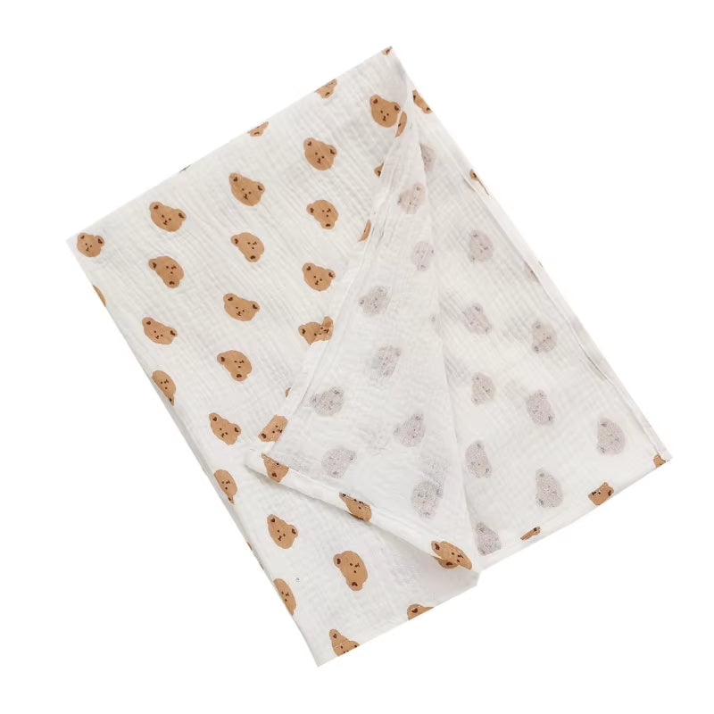 Cotton Swaddle Blanket Baby Blanket Floral Print Muslin Diaper Swaddle New Born Crinkle Fabric Stroller Cover
