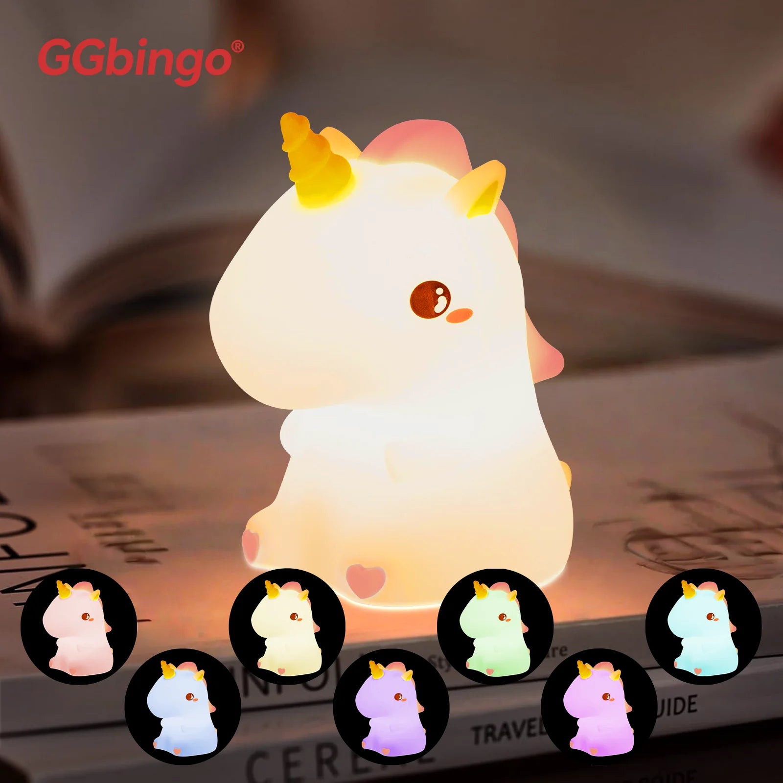 Silicone Animal Night Light - Rechargeable Dimmable Touch Nursery Lamp