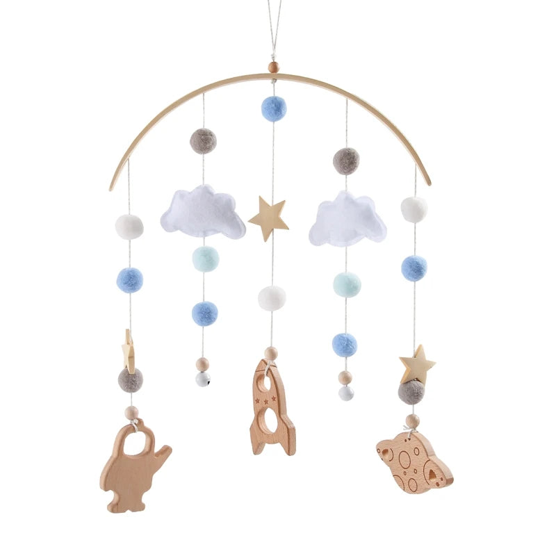 Baby Bed Bell Wood Mobile Toddler Rattles Toys Crib Bell Rattles Boho Style Kids Musical Toys 0-12 Months for Baby Newborn Gifts