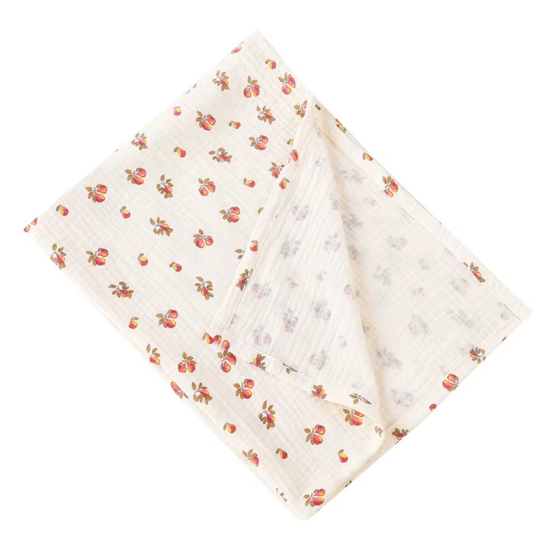 Cotton Swaddle Blanket Baby Blanket Floral Print Muslin Diaper Swaddle New Born Crinkle Fabric Stroller Cover