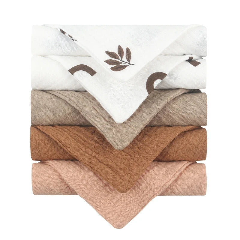 5Pcs/Set Square Cotton Baby Face Towel Handkerchief Soft Absorbent Gauze Baby Towel Kids Feeding Bibs Burp Cloths Washcloth